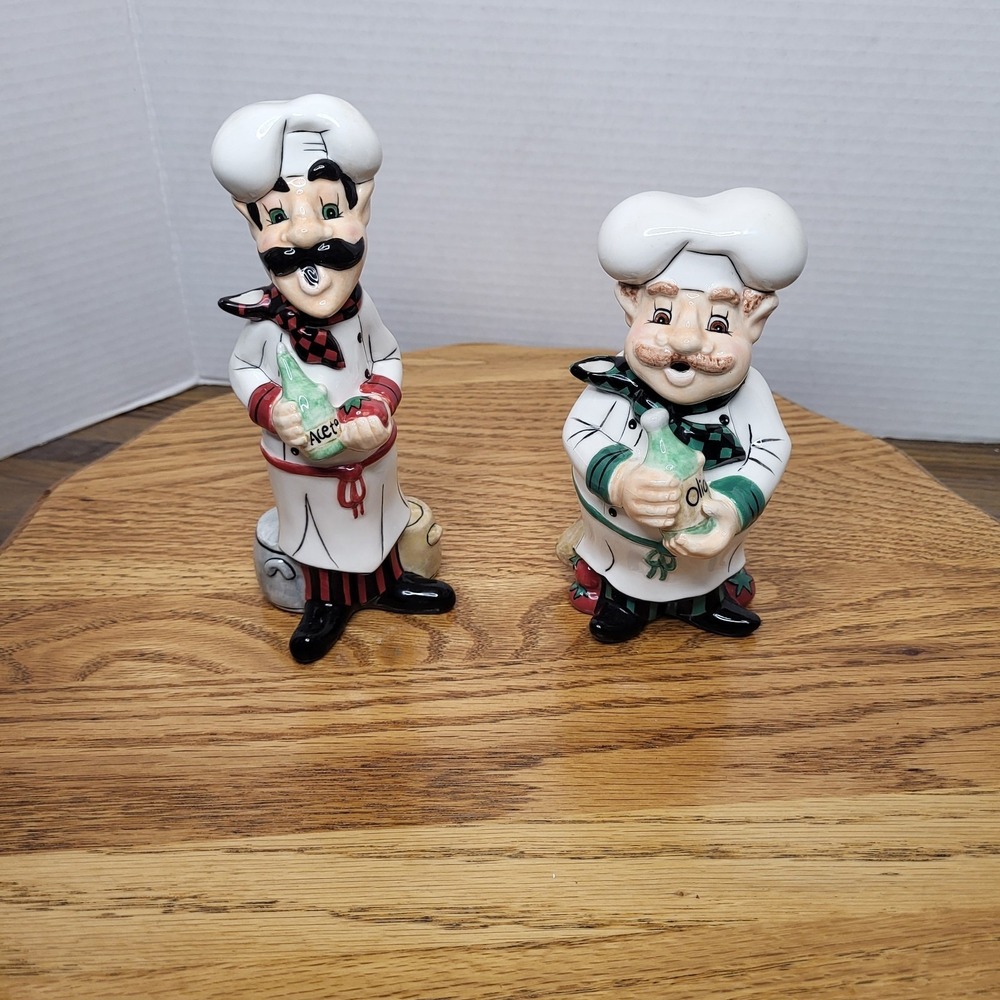 Fitz‎ & Floyd Italian Duo Oil And Vinegar Dispensers Papa Paisano Ceramic Pair